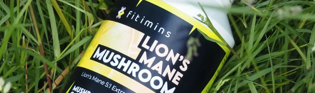 Lion's mane supplement imagery in grass